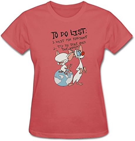 XBMW Women's Pinky And The Brain Cartoon Funny Short Sleeve T-shirt pink M