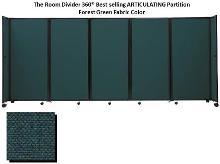 Room Divider 360 Portable Partition, Forest Green Fabric - 6'10'' high x 14' long