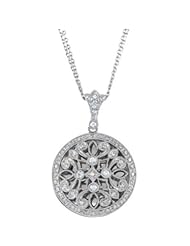 Cubic Zirconia Locket Necklace in Sterling Silver