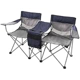 Stansport Apex Double Chair with Table-Navy w/ Grey