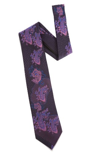 Paisley Field Woven Tie in black, pink