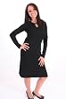 Sale Black Knit Dress Long Sleeve Ribbed Rayon Designer Retails $250 Medium