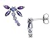 Jewelry : Multi Gemstone Dragonfly Earrings in White Gold