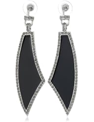 Paige Novick "Triangles" Asymmetrical Enamel In Silver with Pave Earrings