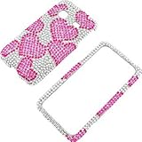 Rhinestones Protector Case for Samsung Galaxy Prevail M820, Raining Hearts  ....