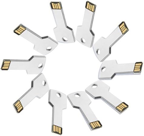 Enfain 8GB 10Pcs Metal Key Bulk USB 2.0 Flash Drive Memory Stick Pen Drive (Silver)