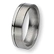 Brushed and Polished Grooved Titanium Ring (6.0 mm) - Sizes 7-13