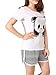 VENTELAN Women's Cute Panda Striped Short Sleeve Sleepwear Pjs Pajama Set Nighty
