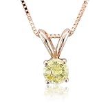 14k Rose Pink Gold Solitaire Yellow Orange Diamond Pendant Necklace - 0.15 carat