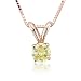 14k Rose Pink Gold Solitaire Yellow Orange Diamond Pendant Necklace - 0.15 carat