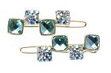 L. Erickson Stacked Crystals on Tige Boule Pairs - Aquamarine, Light Sapphire AB
