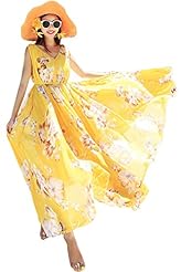 V-neck Floral Print Chiffon Sleeveless  Dress