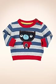 Pure Cotton Striped Bear Knitted Jumper