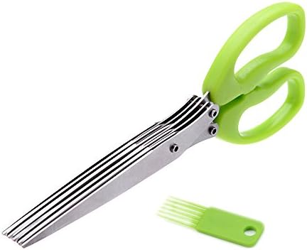 GoodChief Culinary 5 Blade Herb Scissors &amp; Cleaning Cover - Easy Clean &amp; Store - Stainless Steel Sharp Blade - Multipurpose Kitchen Shears - Heavy Duty