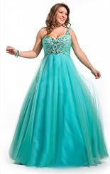 Plus Size Chiffon/Taffeta/Tulle Applique Beaded Crystal Lace Crystals Bridesmaid Dress 