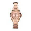 Fossil Ladies Mini Riley Watch Es2889 With Rose Gold Coloured Dial, Rose Gold Ip Stainless Steel Case And Bracelet