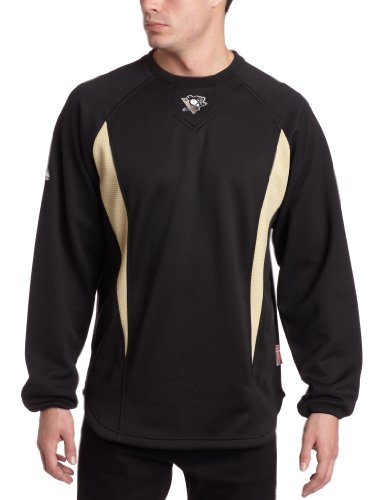 NHL Men's Pittsburgh Penguins Therma Base Long Sleeve Crew ECE Pullover, Pro Black/Pro Vegas Gold, X-Large