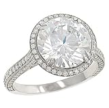 3 Sided Pave Diamond Engagement Ring .63cttw (CZ ctr)