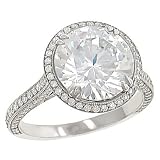 3 Sided Pave Diamond Engagement Ring .63cttw (CZ ctr)