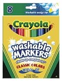 Binney & Smith Crayola(R) Washable Wedge Tip Markers, Assorted Colors, Box Of 8