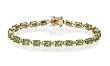 Yellow Gold Overlay Sterling Silver Peridot Bracelet, 7"