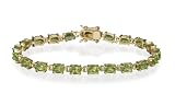 Yellow Gold Overlay Sterling Silver Peridot Bracelet, 7