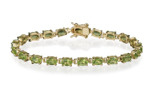 Yellow Gold Overlay Sterling Silver Peridot Bracelet, 7