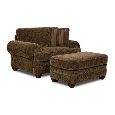 Boston Stationary Chair and a Half and Ottoman Set Fabric: Lafayette Bronze