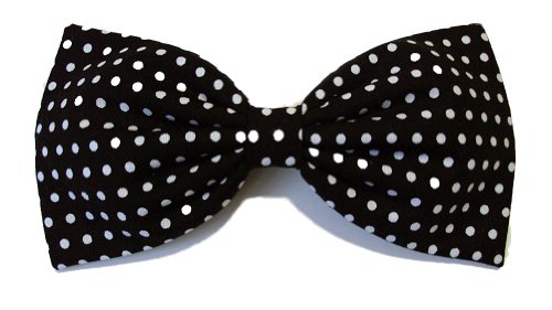 Black Polka Dot Retro 40s & 50s Rockabilly Hair Bow- Barrette, Alligator Clip, or Headband