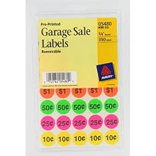 Avery Preprinted Removable Garage Sale Labels,  0.75 Inches, Round, Pack of 350 (5480)