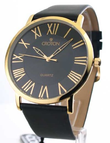 MENS CROTON LEATHER ULTRA THIN WATCH CN307079BSYL