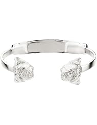Sterling Silver/Rhodium Plated Diamond Pug Bangle Bracelet -- LIFETIME WARRANTY