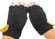 Handmade Artisan Fingerless Gloves - Pure Alpaca Natural Fiber - Black with Yellow Flower (Knitted By Hand/small/medium)