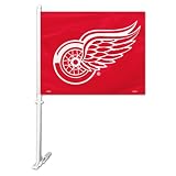 NHL Detroit Red Wings Car Flag with Wall Brackett
