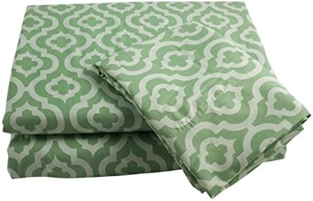 Ashley Taylor Egyptian Comfort Designer Collection 4 Piece Sheet Set (Queen, Moroccan - Green)