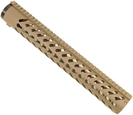 15" Free Floating Keymod Key Mod with Sectional Side/Bottom Rails in Flat Dark Earth for 5.56/.223 Rifle By Veriforce Tactical
