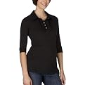 Moody Mama Maternity Ruffle Top with Placketed Collar - Black
