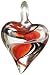AM4660 - Red / Black / Clear Swirl Lampwork Glass Heart Pendant on 46cm cord