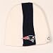 New England Patriots White Center Stripe Knit Beanie