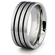9mm Stainless Steel Men's Ring with Black Resin Inlay (Sizes 8-12)
