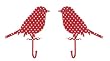 Vintage / Shabby Chic Red Polka Dot Metal Bird Hooks (2)