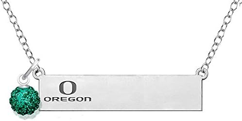 Oregon Ducks Bar Necklace with Crystal Ball Accent