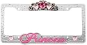 License Plate Frame Chrome - Pink Princess Love w/ 3D Rose Hearts