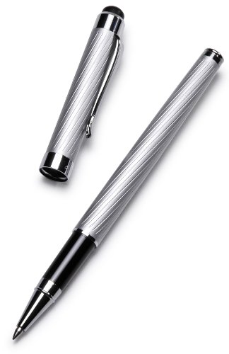 Accessorise (TM) Engraved 2-in-1 Capacitive iPad Stylus with Executive Pen + 1 Year Warranty (Metallic Silver) + Extra refill / For Touchscreen Devices Including Kindle Fire, iPad 3, the New iPad, Apple iPad 2, Motorola Xoom, Samsung Galaxy Tab, BlackBerry PlayBook