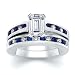 Jewelry : 2.50 CT EMERALD DIAMOND W ROUND BLUE SAPPHIRE RING SET