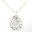 Round Tree of Life Pendant with Peridot and Amethyst Gemstones on a 20" Round Link Chain, #7585