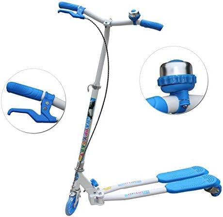 Kushinashop 3 Wheels Foldable Swing Frog Scooter and Added Mobility with Slower Speeds and Tough Breaking Power, Great Children's Gift for Children's Day (Blue)
