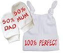 100% Perfect Knot Hat & 50% Mum And 50% Dad Scratch Mits Baby Set