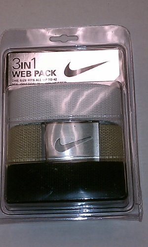 Tiger Woods Men's Webbing Belt 3-Pack,Black/Khaki/White,One Size