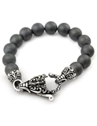 Twisted Blade Intricate Matte Hematite Bead Bracelet 9 Inches